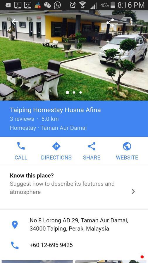 Taiping Homestay Husna Afina Exteriér fotografie